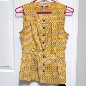 Banana Republic Yellow/Gray Peplum Top